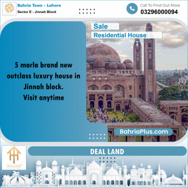 5 Marla Residential House for Sale in Sector E - Jinnah Block -  Bahria Town, Lahore - (BP-281250)