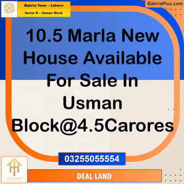 10.5 Marla Residential House for Sale in Sector B - Usman Block -  Bahria Town, Lahore - (BP-281283)