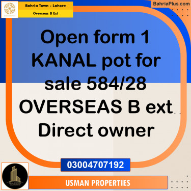 1 Kanal Residential Plot for Sale in Overseas B Ext -  Bahria Town, Lahore - (BP-281320)