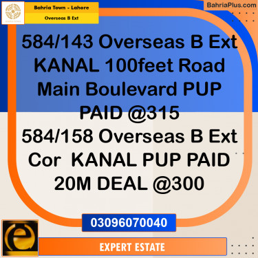 1 Kanal Residential Plot for Sale in Overseas B Ext -  Bahria Town, Lahore - (BP-281333)