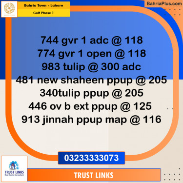 10 Marla Residential Plot for Sale in Golf Phase 1 -  Bahria Town, Lahore - (BP-281389)