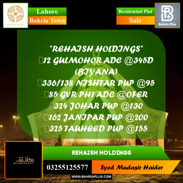 Residential Plot for Sale in Bahria Town, Lahore - (BP-281390)