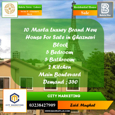 10 Marla Residential House for Sale in Sector F - Ghaznavi Block -  Bahria Town, Lahore - (BP-281413)