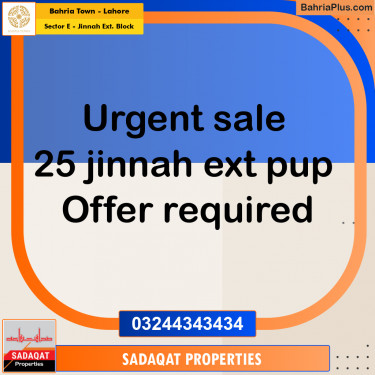 5 Marla Residential Plot for Sale in Sector E - Jinnah Ext. Block -  Bahria Town, Lahore - (BP-281434)
