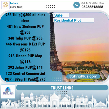 Residential Plot for Sale in Bahria Town, Lahore - (BP-281438)