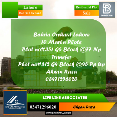10 Marla Residential Plot for Sale in Bahria Orchard, Lahore - (BP-281458)