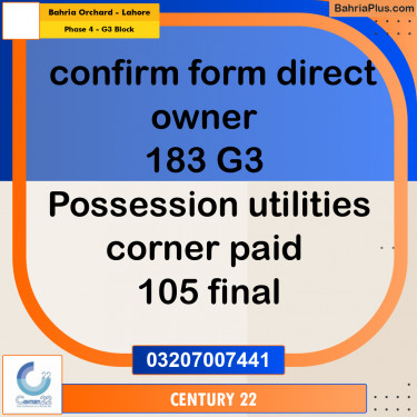 10 Marla Residential Plot for Sale in Phase 4 - G3 Block -  Bahria Orchard, Lahore - (BP-281462)