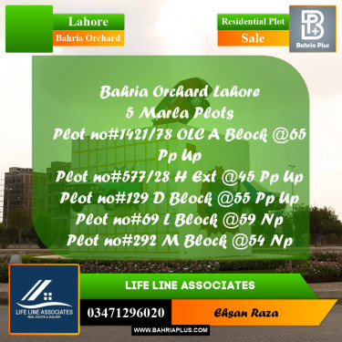 5 Marla Residential Plot for Sale in Bahria Orchard, Lahore - (BP-281463)
