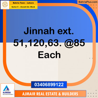 5 Marla Residential Plot for Sale in Sector E - Jinnah Ext. Block -  Bahria Town, Lahore - (BP-281489)