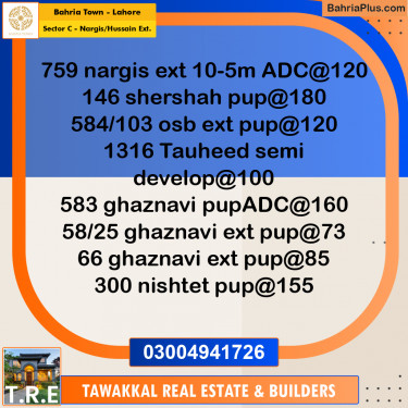 10 Marla Residential Plot for Sale in Sector C - Nargis/Hussain Ext. -  Bahria Town, Lahore - (BP-281497)