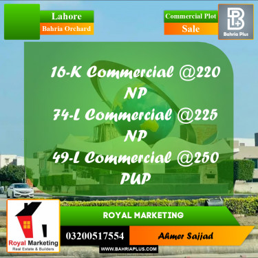 Commercial Plot for Sale in Bahria Orchard, Lahore - (BP-281645)