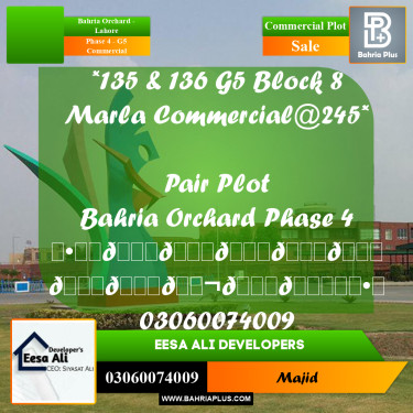 Commercial Plot for Sale in Phase 4 - G5 Commercial -  Bahria Orchard, Lahore - (BP-281664)
