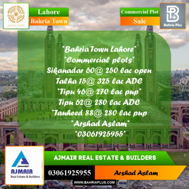5 Marla Commercial Plot for Sale in Bahria Town, Lahore - (BP-281711)