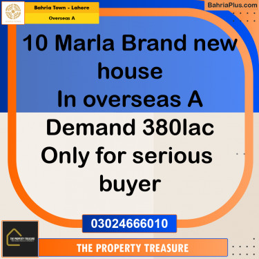 10 Marla Residential House for Sale in Overseas A -  Bahria Town, Lahore - (BP-281779)