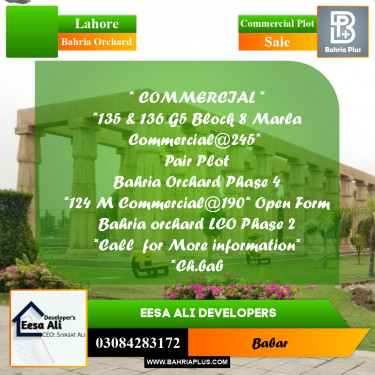 Commercial Plot for Sale in Bahria Orchard, Lahore - (BP-281786)