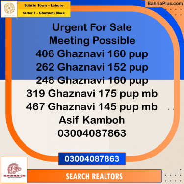 10 Marla Residential Plot for Sale in Sector F - Ghaznavi Block -  Bahria Town, Lahore - (BP-281797)