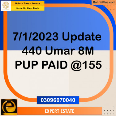 8 Marla Residential Plot for Sale in Sector B - Umer Block -  Bahria Town, Lahore - (BP-281815)