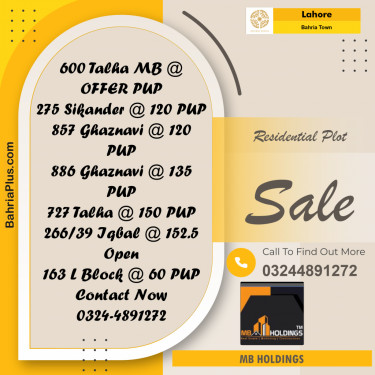 Residential Plot for Sale in Bahria Town, Lahore - (BP-281852)