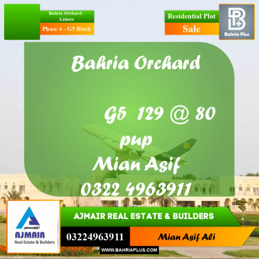 Residential Plot for Sale in Phase 4 - G5 Block -  Bahria Orchard, Lahore - (BP-281921)