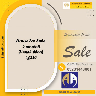 5 Marla Residential House for Sale in Sector E - Jinnah Block -  Bahria Town, Lahore - (BP-282046)