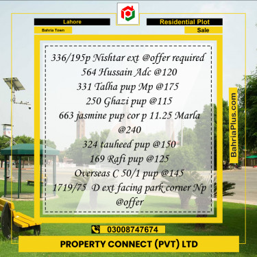 Residential Plot for Sale in Bahria Town, Lahore - (BP-282067)