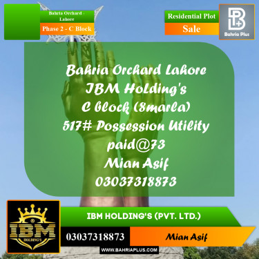 8 Marla Residential Plot for Sale in Phase 2 - C Block -  Bahria Orchard, Lahore - (BP-282072)