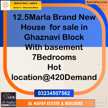 12.5 Marla Residential House for Sale in Sector F - Ghaznavi Block -  Bahria Town, Lahore - (BP-282110)