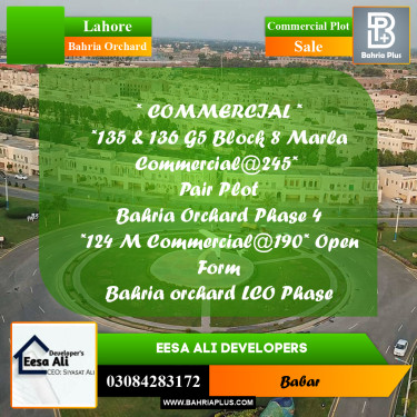 Commercial Plot for Sale in Bahria Orchard, Lahore - (BP-282138)