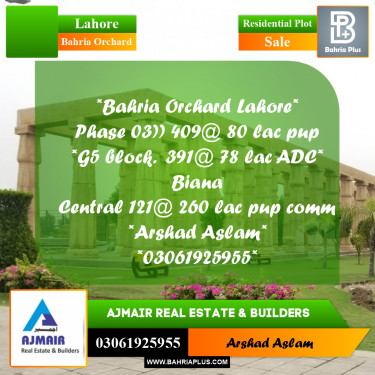 Residential Plot for Sale in Bahria Orchard, Lahore - (BP-282140)