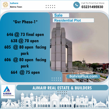 Residential Plot for Sale in Bahria Town, Lahore - (BP-282181)
