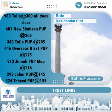 Residential Plot for Sale in Bahria Town, Lahore - (BP-282185)