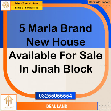 5 Marla Residential House for Sale in Sector E - Jinnah Block -  Bahria Town, Lahore - (BP-282208)