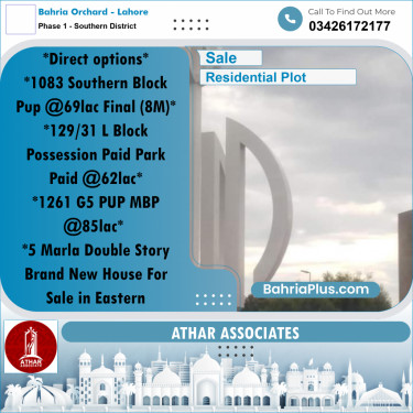 8 Marla Residential Plot for Sale in Phase 1 - Southern District -  Bahria Orchard, Lahore - (BP-282277)