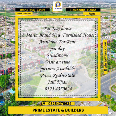 8 Marla Residential House for Rent in Sector B - Umer Block -  Bahria Town, Lahore - (BP-282288)