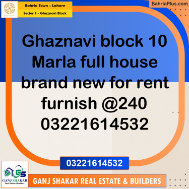 10 Marla Residential House for Rent in Sector F - Ghaznavi Block -  Bahria Town, Lahore - (BP-282290)