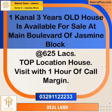 1 Kanal Residential House for Sale in Sector C - Jasmine Block -  Bahria Town, Lahore - (BP-282296)