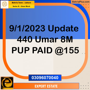 8 Marla Residential Plot for Sale in Sector B - Umer Block -  Bahria Town, Lahore - (BP-282329)