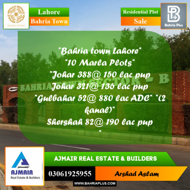 Residential Plot for Sale in Bahria Town, Lahore - (BP-282338)