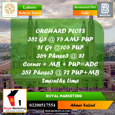 Residential Plot for Sale in Bahria Town, Lahore - (BP-282342)