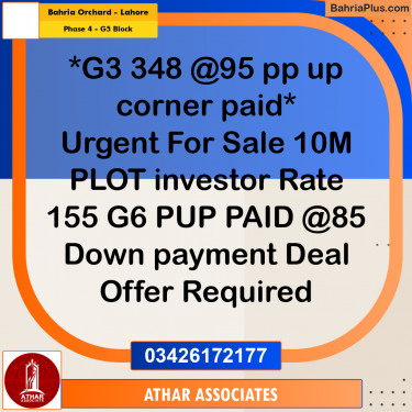 10 Marla Residential Plot for Sale in Phase 4 - G5 Block -  Bahria Orchard, Lahore - (BP-282512)
