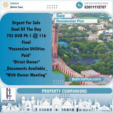 Residential Plot for Sale in Bahria Town, Lahore - (BP-282522)