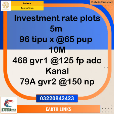 Residential Plot for Sale in Bahria Town, Lahore - (BP-282523)
