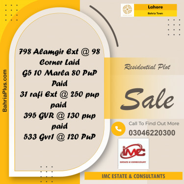 Residential Plot for Sale in Bahria Town, Lahore - (BP-282544)