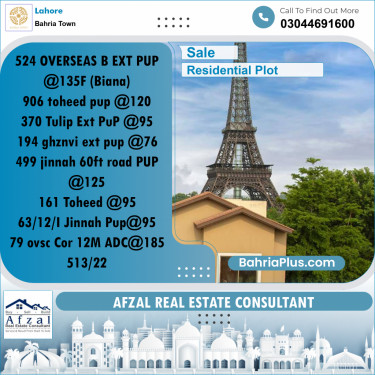 Residential Plot for Sale in Bahria Town, Lahore - (BP-282553)