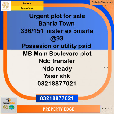 Residential Plot for Sale in Bahria Town, Lahore - (BP-282563)