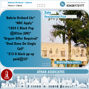 5 Marla Residential Plot for Sale in Phase 2 - C Block -  Bahria Orchard, Lahore - (BP-282576)