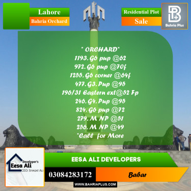 Residential Plot for Sale in Bahria Orchard, Lahore - (BP-282605)