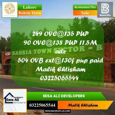 Residential Plot for Sale in Bahria Town, Lahore - (BP-282616)
