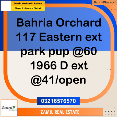 5 Marla Residential Plot for Sale in Phase 1 - Eastern District -  Bahria Orchard, Lahore - (BP-282639)