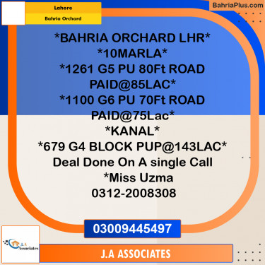 Residential Plot for Sale in Bahria Orchard, Lahore - (BP-282659)
